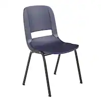 Alamont Home - Ergonomic Shell Stack Chair with 16'' Seat Height - TRUE Navy Plastic/Black Frame - Front_Zoom