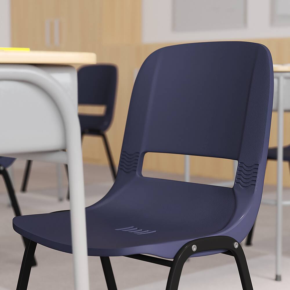 Alt View 15. Alamont Home - Ergonomic Shell Stack Chair with 16'' Seat Height - TRUE Navy Plastic/Black Frame.