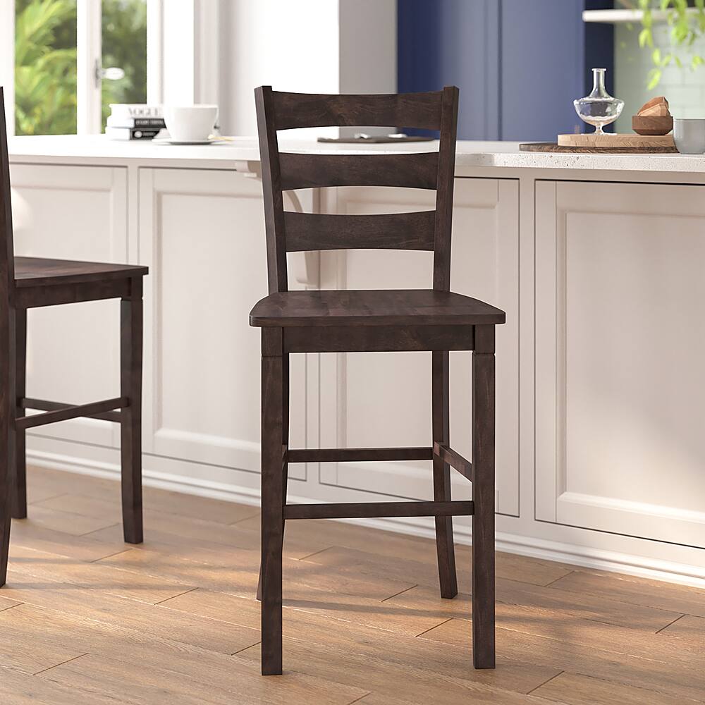 Alamont Home Liesel Rustic Wood Bar Height Stool (Set of 2) Gray Wash