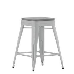 Flash Furniture - Cierra Industrial Resin Backless Counter Stool (Set of 4) - Silver/Gray - Front_Zoom