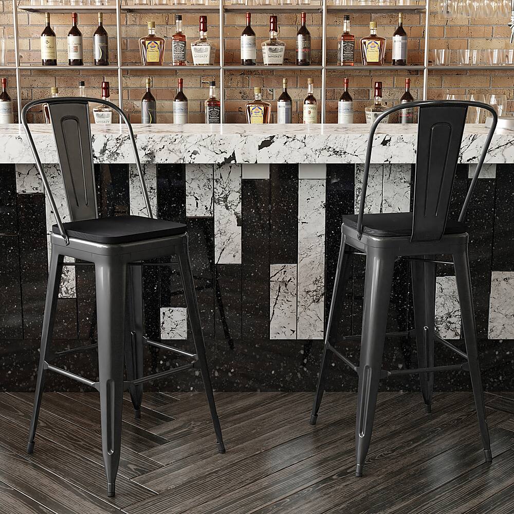 Alt View 15. Alamont Home - Kai All-Weather Commercial Bar Stool with Removable Back/Poly Seat-Black/Black - Black/Black.