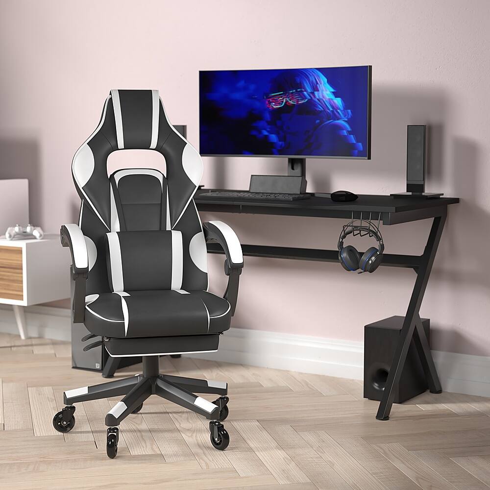 Alt View 11. Alamont Home - X40 Office Gaming Chair with Skater Wheels & Reclining Arms - White LeatherSoft - White.