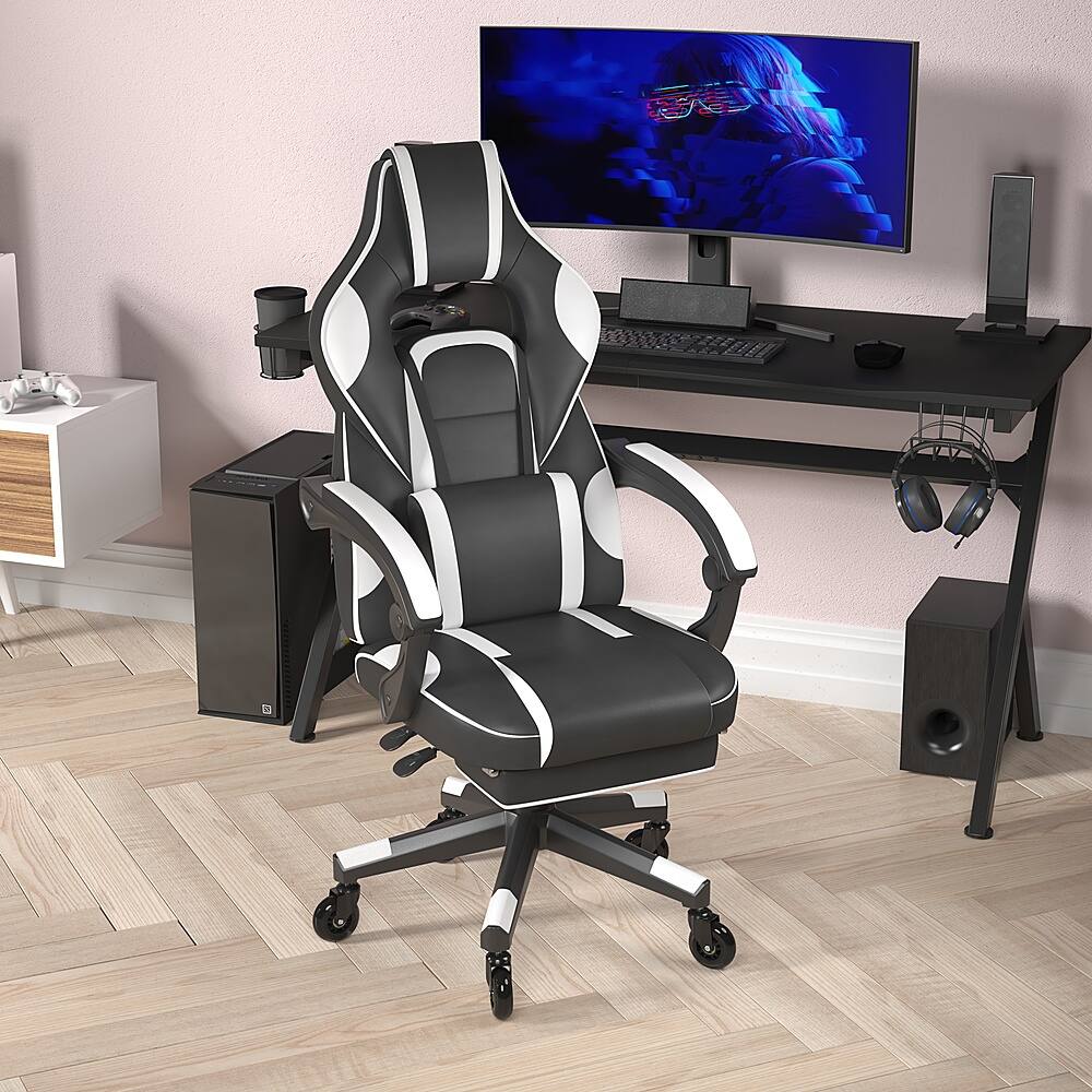 Alt View 13. Alamont Home - X40 Office Gaming Chair with Skater Wheels & Reclining Arms - White LeatherSoft - White.
