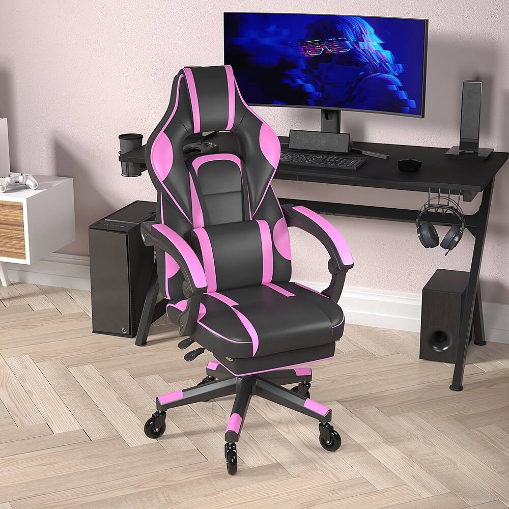 Alt View 13. Alamont Home - X40 Office Gaming Chair with Skater Wheels & Reclining Arms - Purple LeatherSoft - Black/Purple.