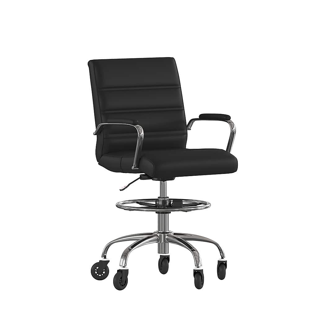 Alamont Home - Lexi Drafting Chair with Roller Wheels, Adjustable Foot Ring - LeatherSoft - Black price history on PriceWatchPro
