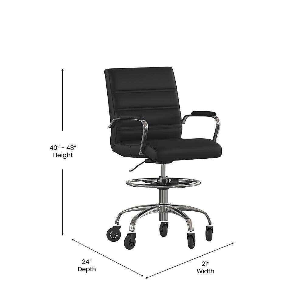 Alt View 12. Alamont Home - Lexi Drafting Chair with Roller Wheels, Adjustable Foot Ring - Black LeatherSoft - Black.