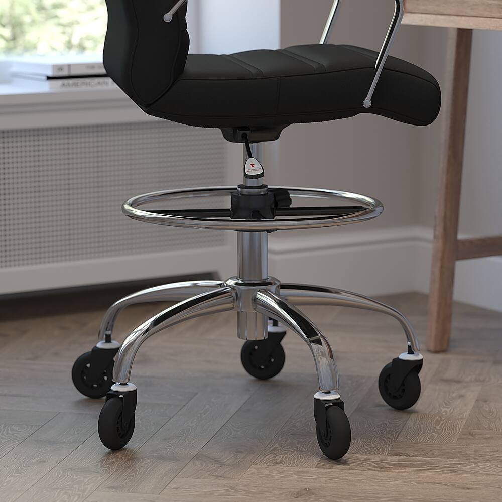 Alt View 13. Alamont Home - Lexi Drafting Chair with Roller Wheels, Adjustable Foot Ring - Black LeatherSoft - Black.