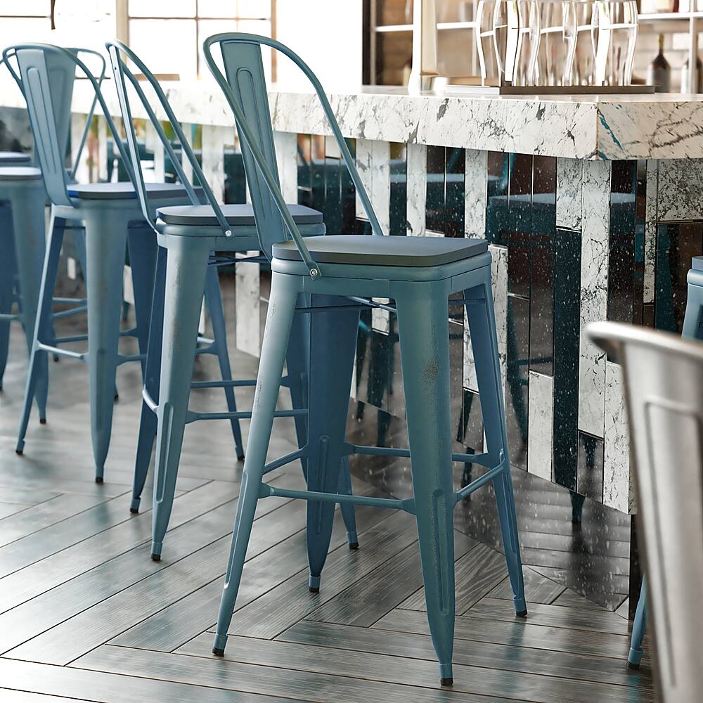 Alt View 12. Alamont Home - Carly All-Weather Bar Height Stool with Poly Resin Seat - Kelly-Blue Teal/Teal - Kelly Blue-Teal/Teal-Blue.