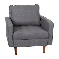 Alamont Home - Compact Upholstered Tufted Chair with Wooden Legs - Dark Gray - Front_Zoom