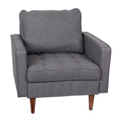 Flash Furniture - Compact Upholstered Tufted Chair with Wooden Legs - Dark Gray - Front_Zoom