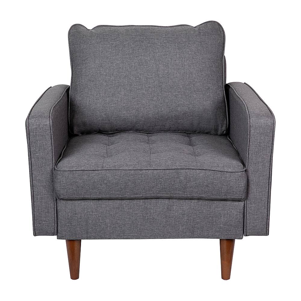 Alt View 11. Alamont Home - Compact Upholstered Tufted Chair with Wooden Legs - Dark Gray.