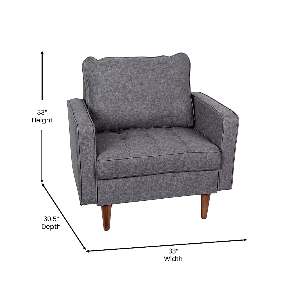 Alt View 13. Alamont Home - Compact Upholstered Tufted Chair with Wooden Legs - Dark Gray.