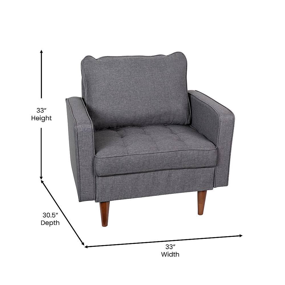 Alt View 13. Alamont Home - Compact Upholstered Tufted Chair with Wooden Legs - Dark Gray.