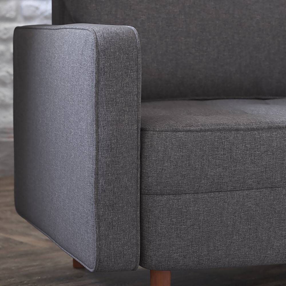 Alt View 15. Alamont Home - Compact Upholstered Tufted Chair with Wooden Legs - Dark Gray.