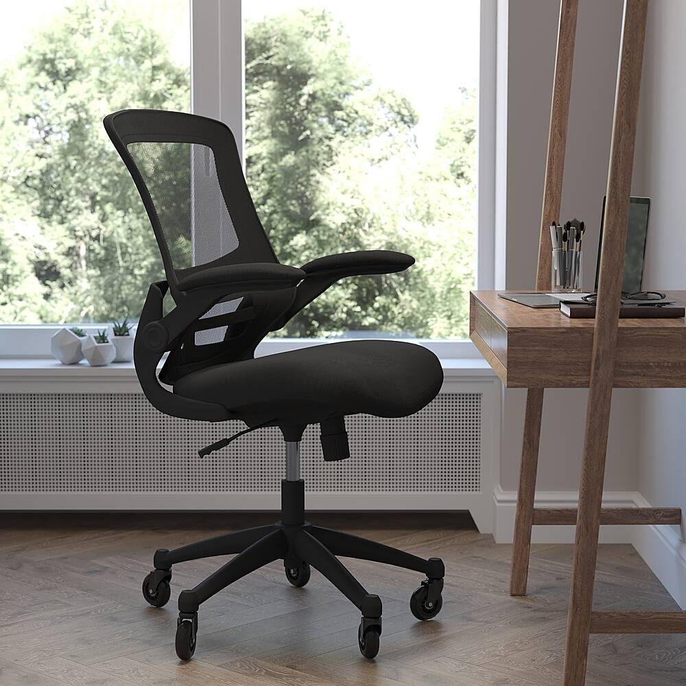 Alt View 11. Alamont Home - Kelista Ergonomic Swivel Task Chair with Roller Wheels & Flip Up Arms - Black Mesh - Black Mesh.