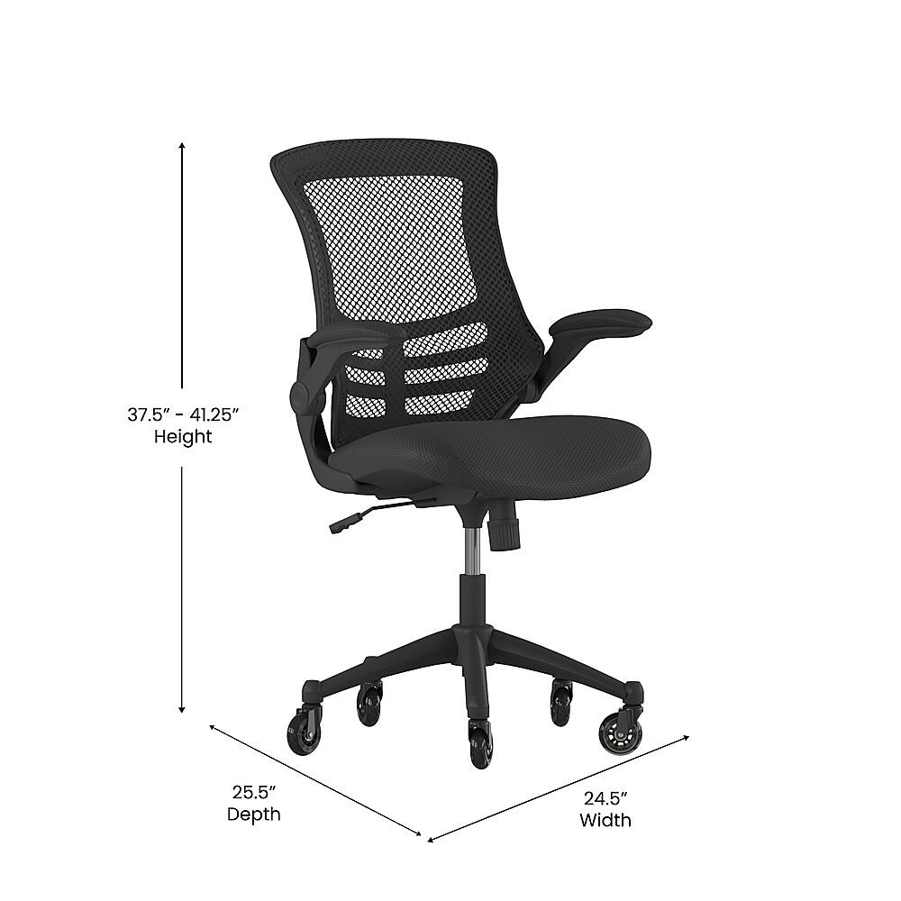 Alt View 12. Alamont Home - Kelista Ergonomic Swivel Task Chair with Roller Wheels & Flip Up Arms - Black Mesh - Black Mesh.