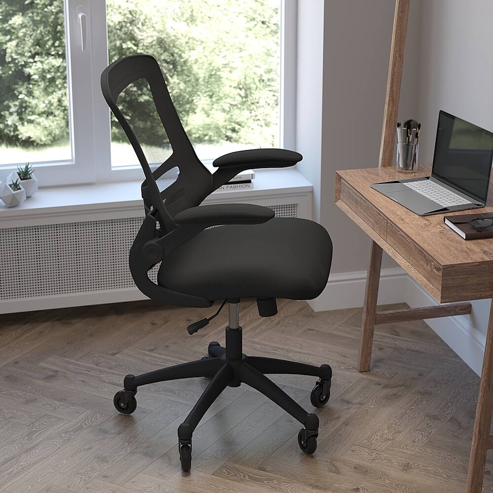 Alt View 13. Alamont Home - Kelista Ergonomic Swivel Task Chair with Roller Wheels & Flip Up Arms - Black Mesh - Black Mesh.