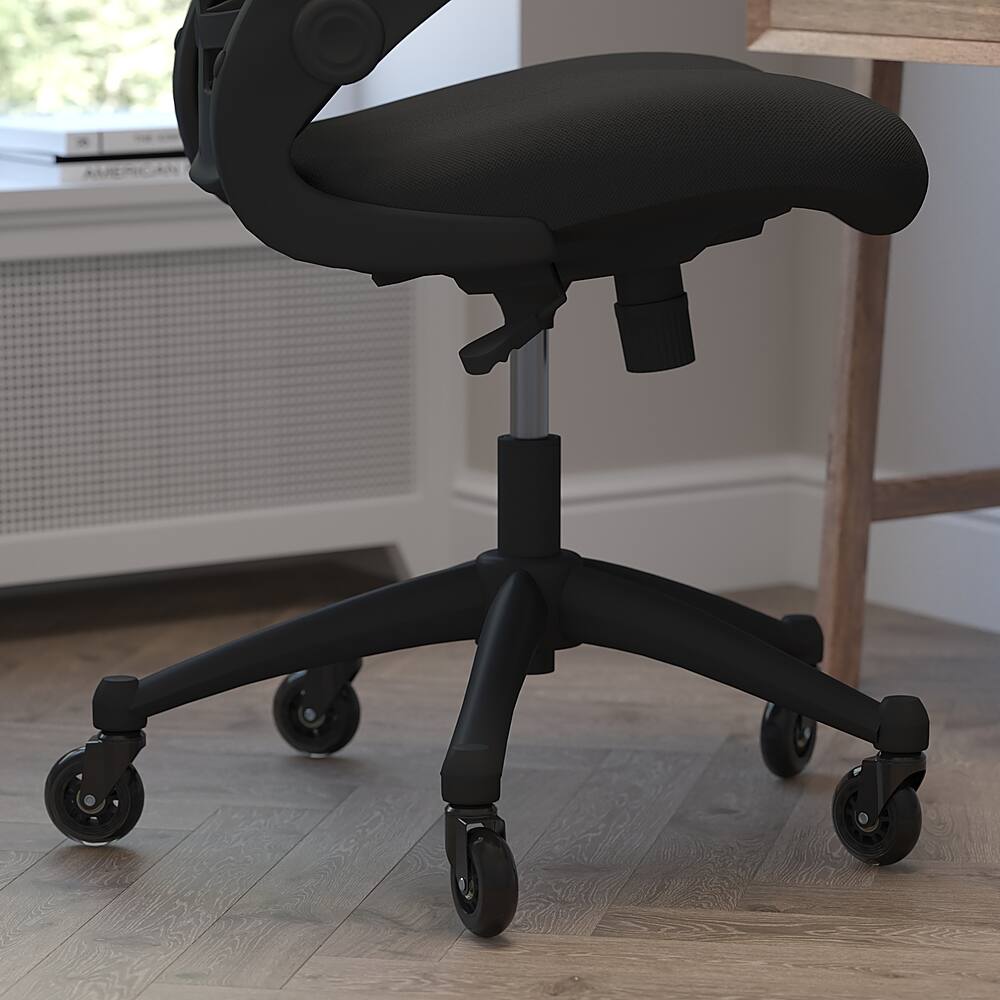 Alt View 14. Alamont Home - Kelista Ergonomic Swivel Task Chair with Roller Wheels & Flip Up Arms - Black Mesh - Black Mesh.