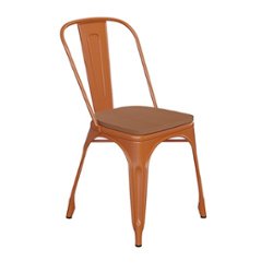 Flash Furniture - All-Weather Commercial Stack Chair & Poly Resin Seat - Orange/Teak - Front_Zoom