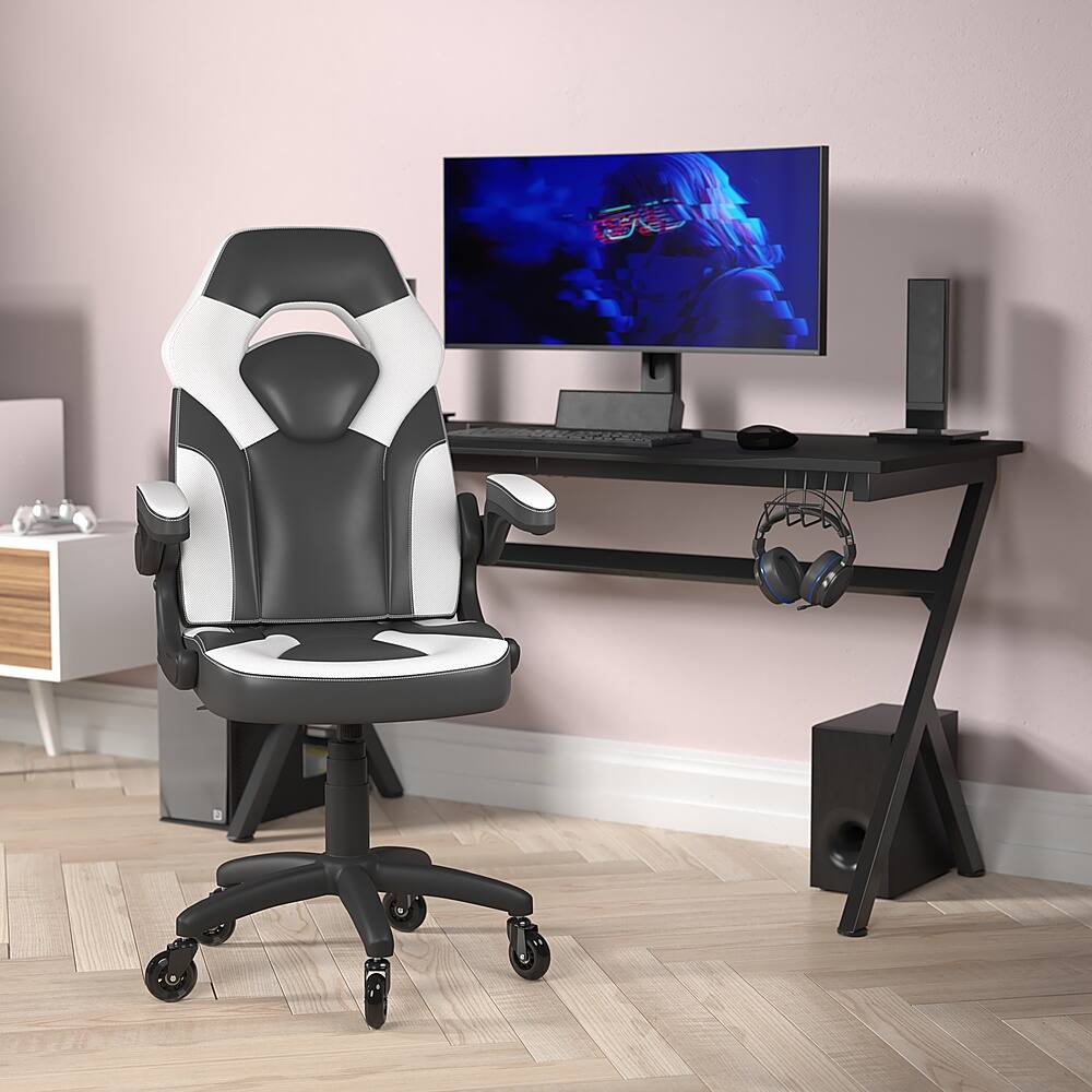 Alt View 11. Alamont Home - X10 Office Gaming Chair with Skater Wheels & Flip Up Arms - White LeatherSoft - White.
