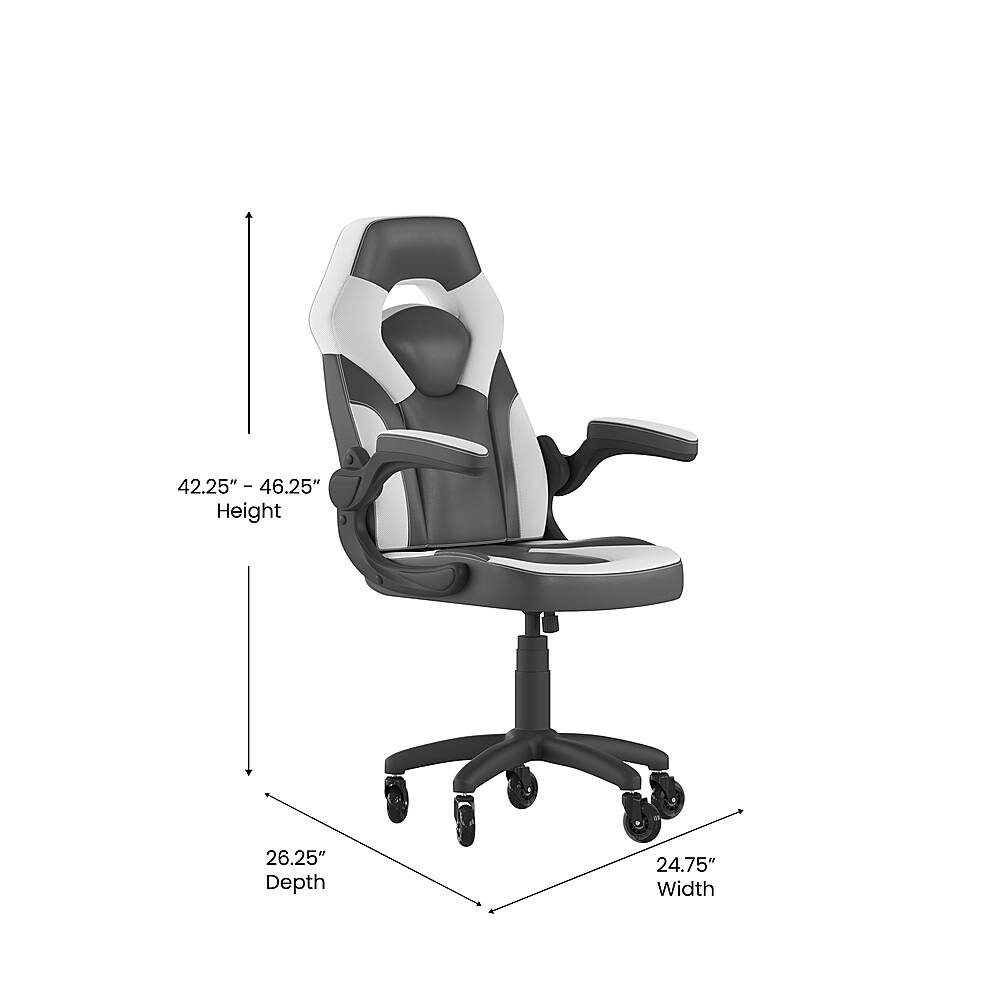 Alt View 12. Alamont Home - X10 Office Gaming Chair with Skater Wheels & Flip Up Arms - White LeatherSoft - White.