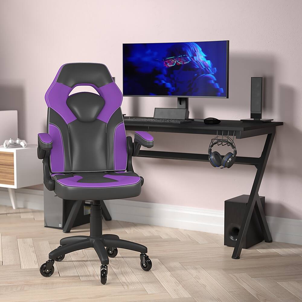 Alt View 11. Alamont Home - X10 Office Gaming Chair with Skater Wheels & Flip Up Arms - Purple LeatherSoft - Purple.