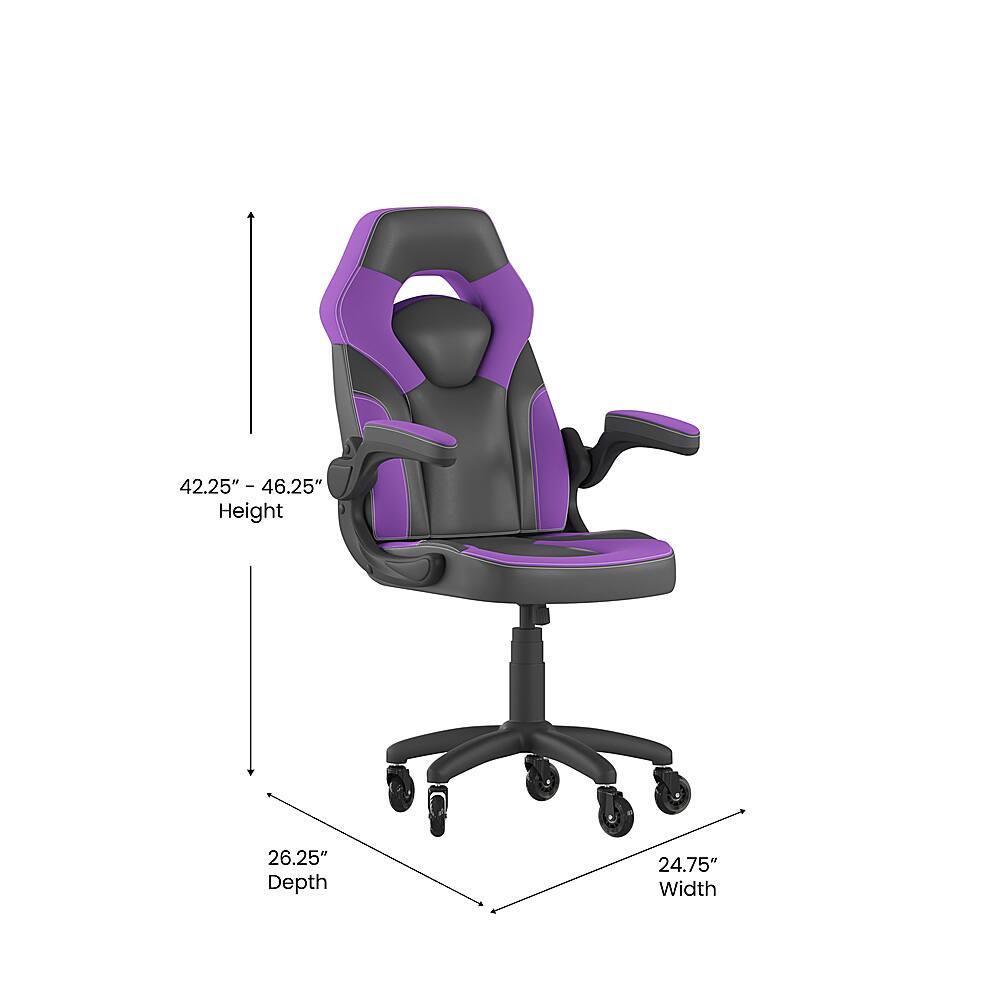 Alt View 12. Alamont Home - X10 Office Gaming Chair with Skater Wheels & Flip Up Arms - Purple LeatherSoft - Purple.