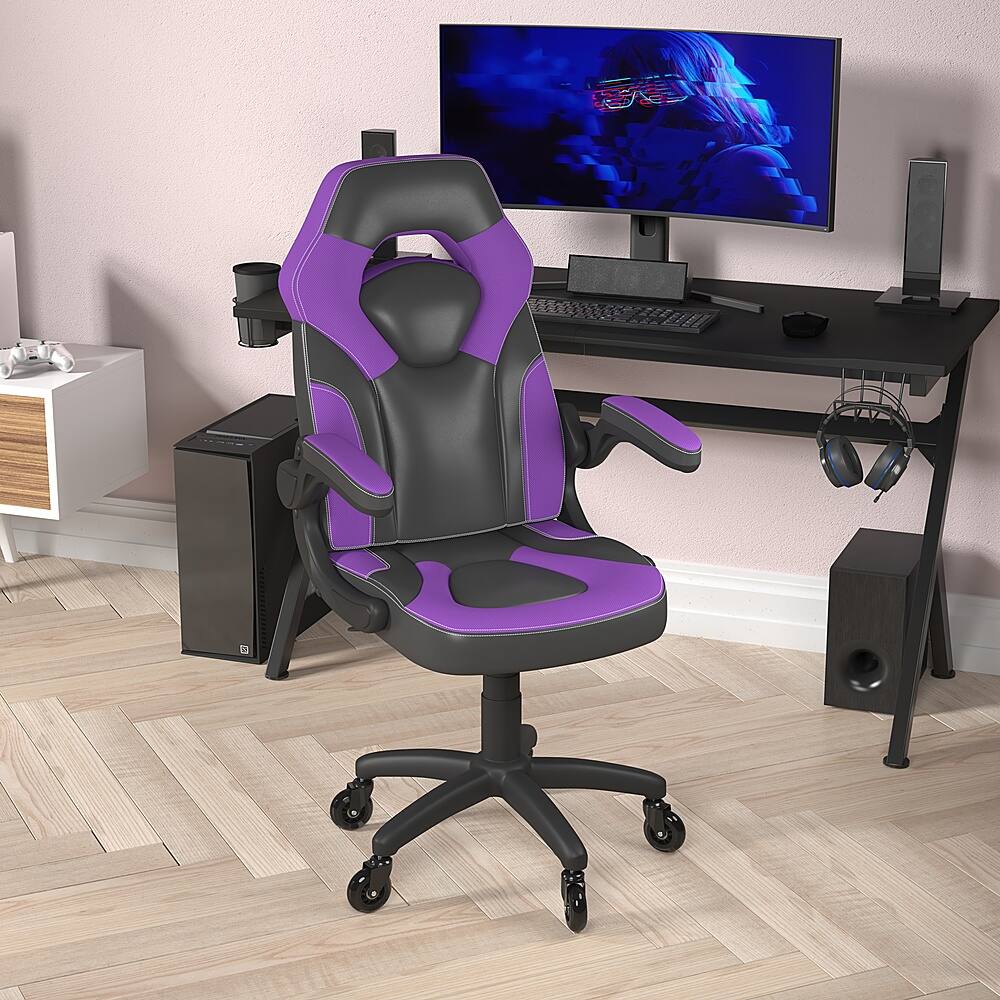 Alt View 13. Alamont Home - X10 Office Gaming Chair with Skater Wheels & Flip Up Arms - Purple LeatherSoft - Purple.