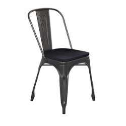 Flash Furniture - All-Weather Commercial Stack Chair & Poly Resin Seat - Black-Antique Gold/Black - Front_Zoom