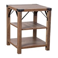 Alamont Home - 3-Tier Side Table with Metal Side Braces and Corner Caps - Rustic Oak - Front_Zoom