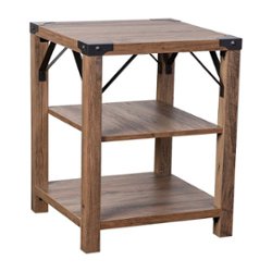 Flash Furniture - 3-Tier Side Table with Metal Side Braces and Corner Caps - Rustic Oak - Front_Zoom