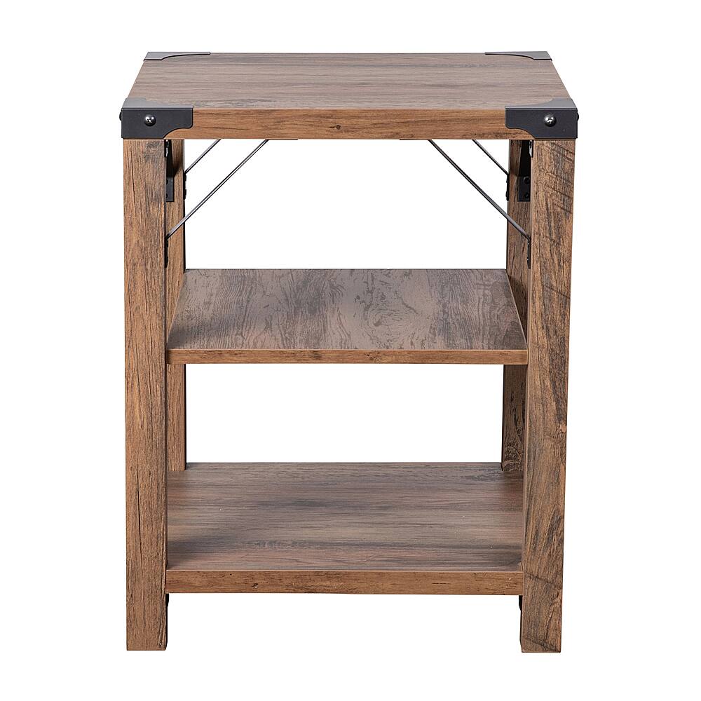 Alt View 11. Alamont Home - 3-Tier Side Table with Metal Side Braces and Corner Caps - Rustic Oak.