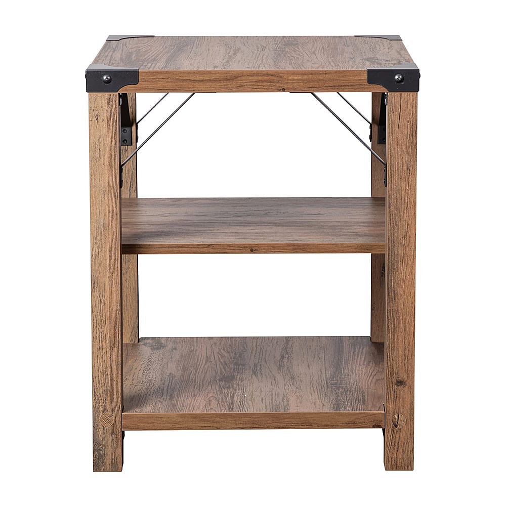 Alt View 17. Alamont Home - 3-Tier Side Table with Metal Side Braces and Corner Caps - Rustic Oak.