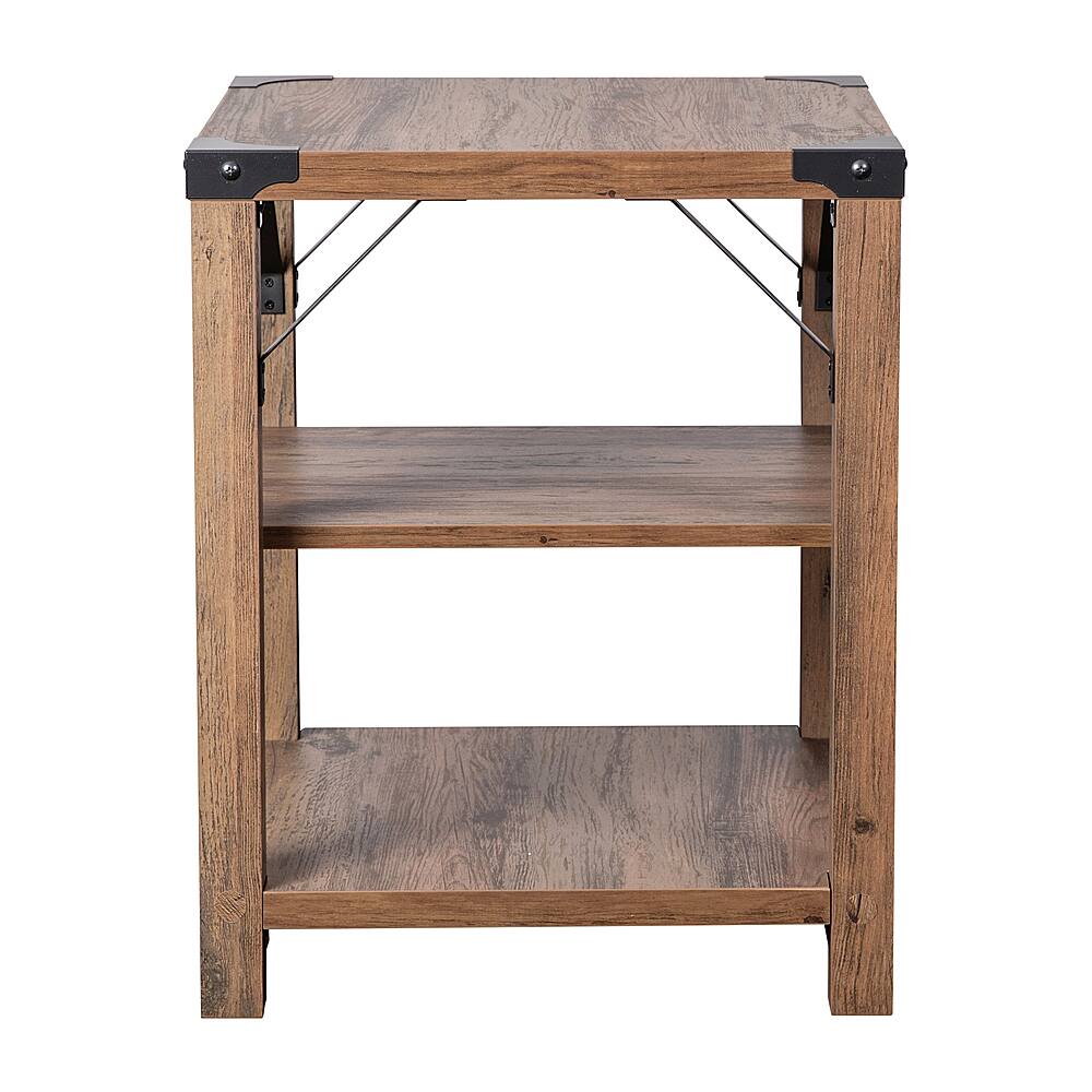 Alt View 17. Alamont Home - 3-Tier Side Table with Metal Side Braces and Corner Caps - Rustic Oak.