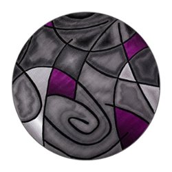 Flash Furniture - Jubilee Collection Abstract Style Round Accent Area Rug with Purple and Gray Design - 7' x 7' - Purple - Front_Zoom