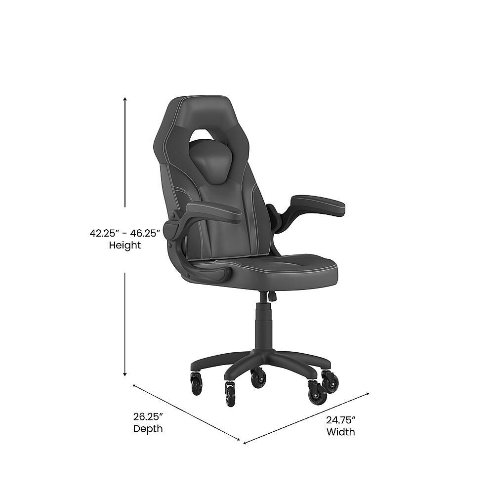 Alt View 12. Alamont Home - X10 Office Gaming Chair with Skater Wheels & Flip Up Arms - Black LeatherSoft - Black.