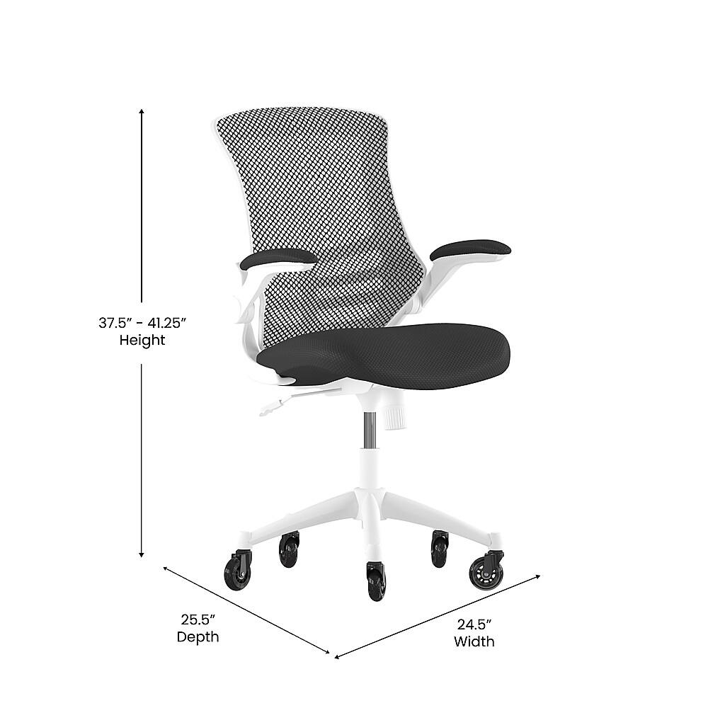 Alt View 12. Alamont Home - Kelista Ergonomic Swivel Task Chair with Roller Wheels & Flip Up Arms - Black Mesh - Black Mesh/White Frame.