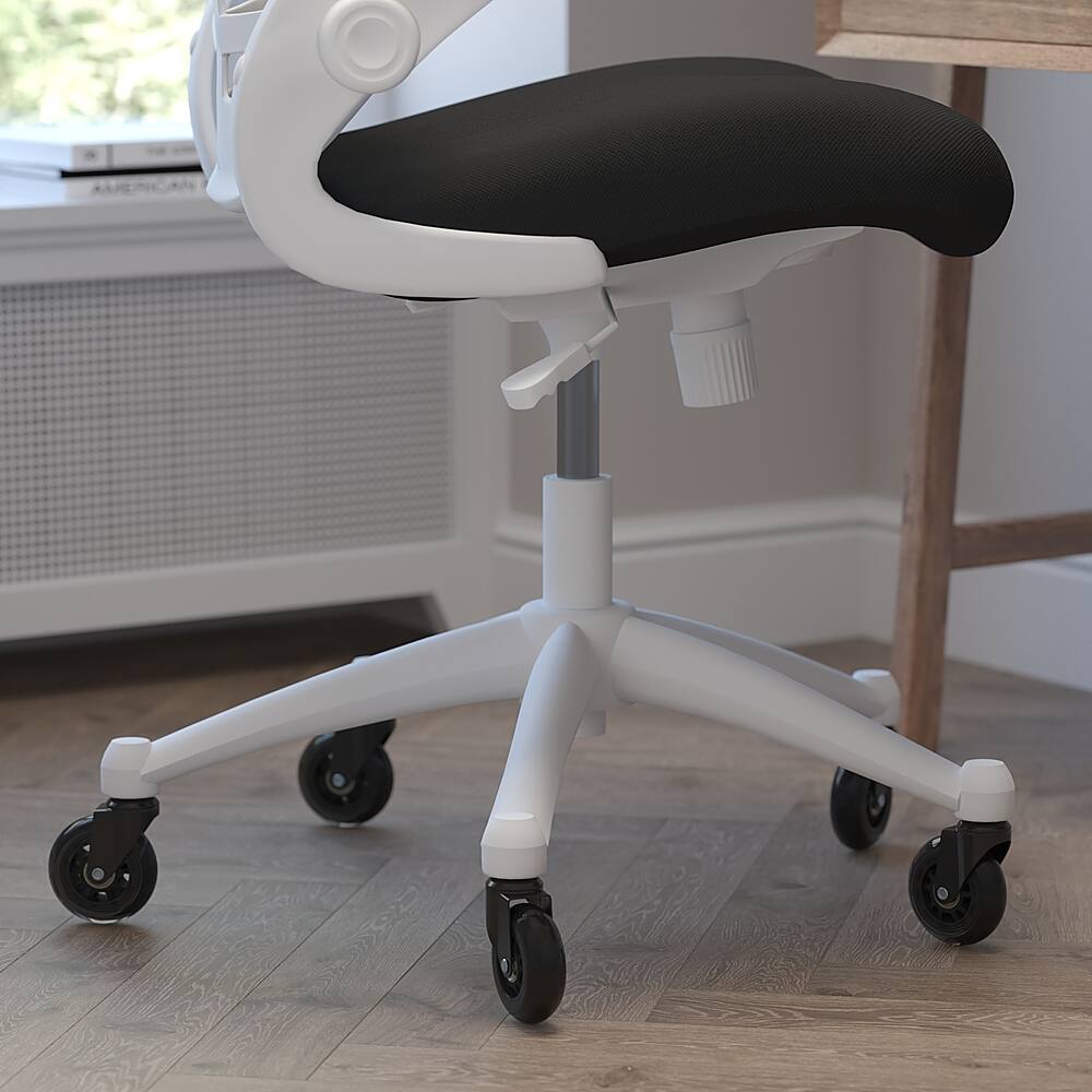 Alt View 14. Alamont Home - Kelista Ergonomic Swivel Task Chair with Roller Wheels & Flip Up Arms - Black Mesh - Black Mesh/White Frame.