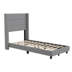 Flash Furniture - Hollis Twin Size Upholstered Platform Bed with Wingback Headboard - Gray - Front_Zoom