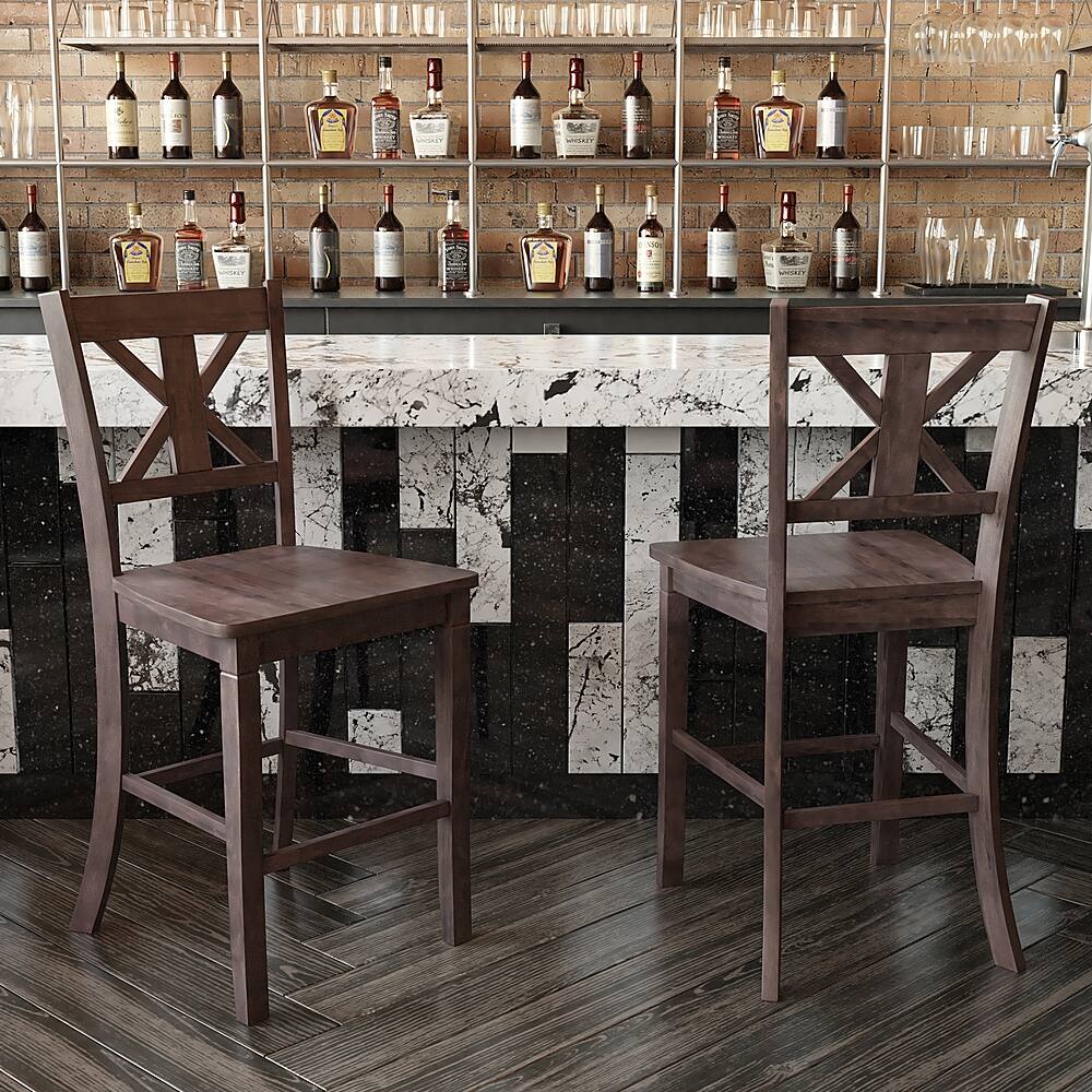 Alt View 12. Alamont Home - Gwendolyn Rustic Wood Counter Height Stool (Set of 2) - Gray Wash Walnut.