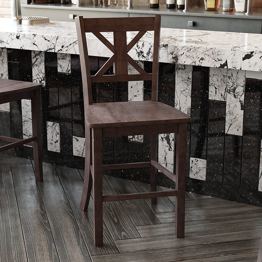 Alt View 15. Alamont Home - Gwendolyn Rustic Wood Counter Height Stool (Set of 2) - Gray Wash Walnut.