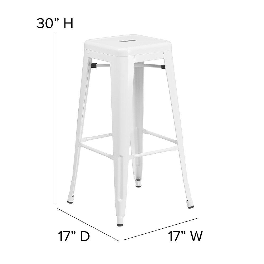 Alt View 12. Alamont Home - Kai Indoor/Outdoor Backless Bar Stool with Poly Seat - White/Gray - White/Gray.