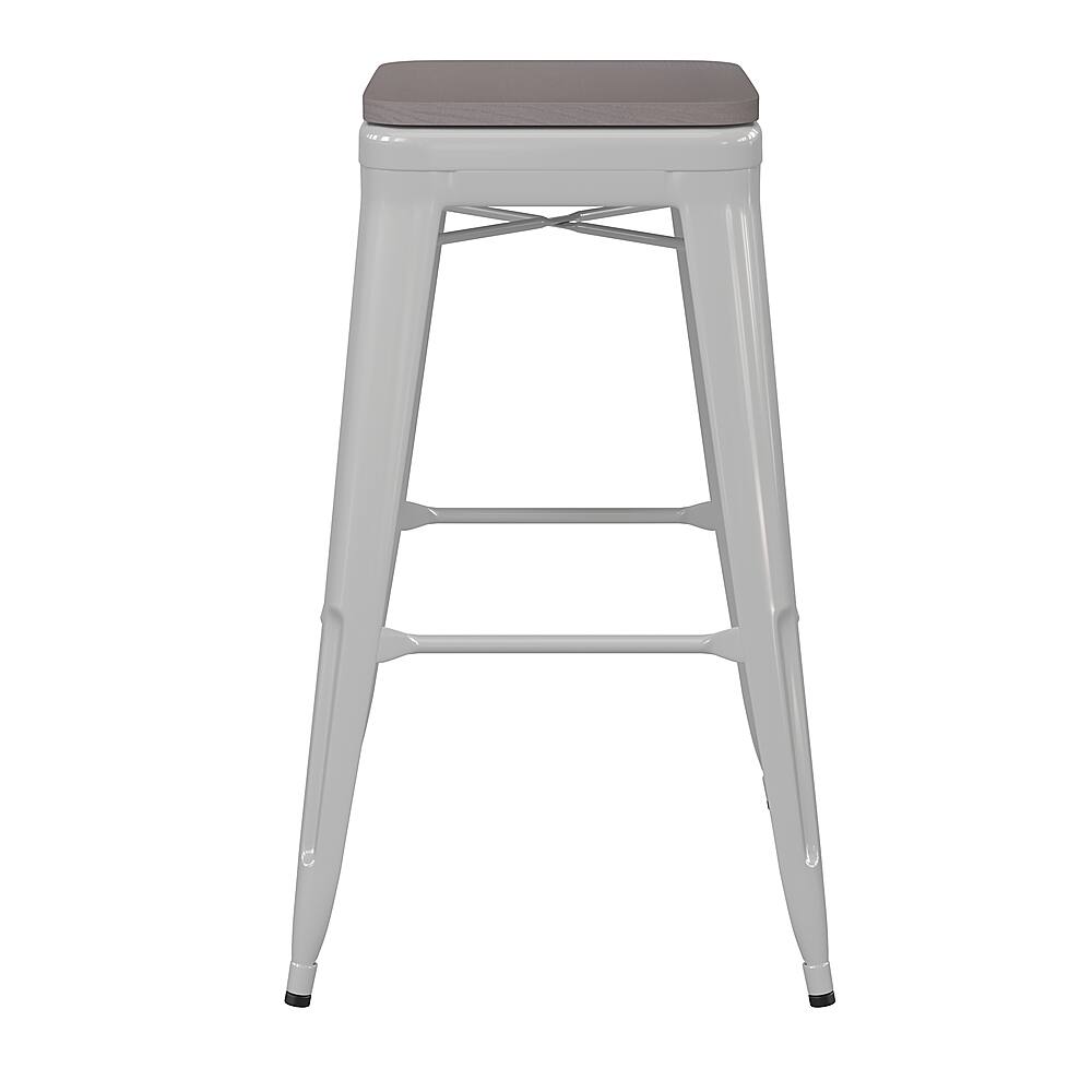 Alt View 16. Alamont Home - Kai Indoor/Outdoor Backless Bar Stool with Poly Seat - White/Gray - White/Gray.