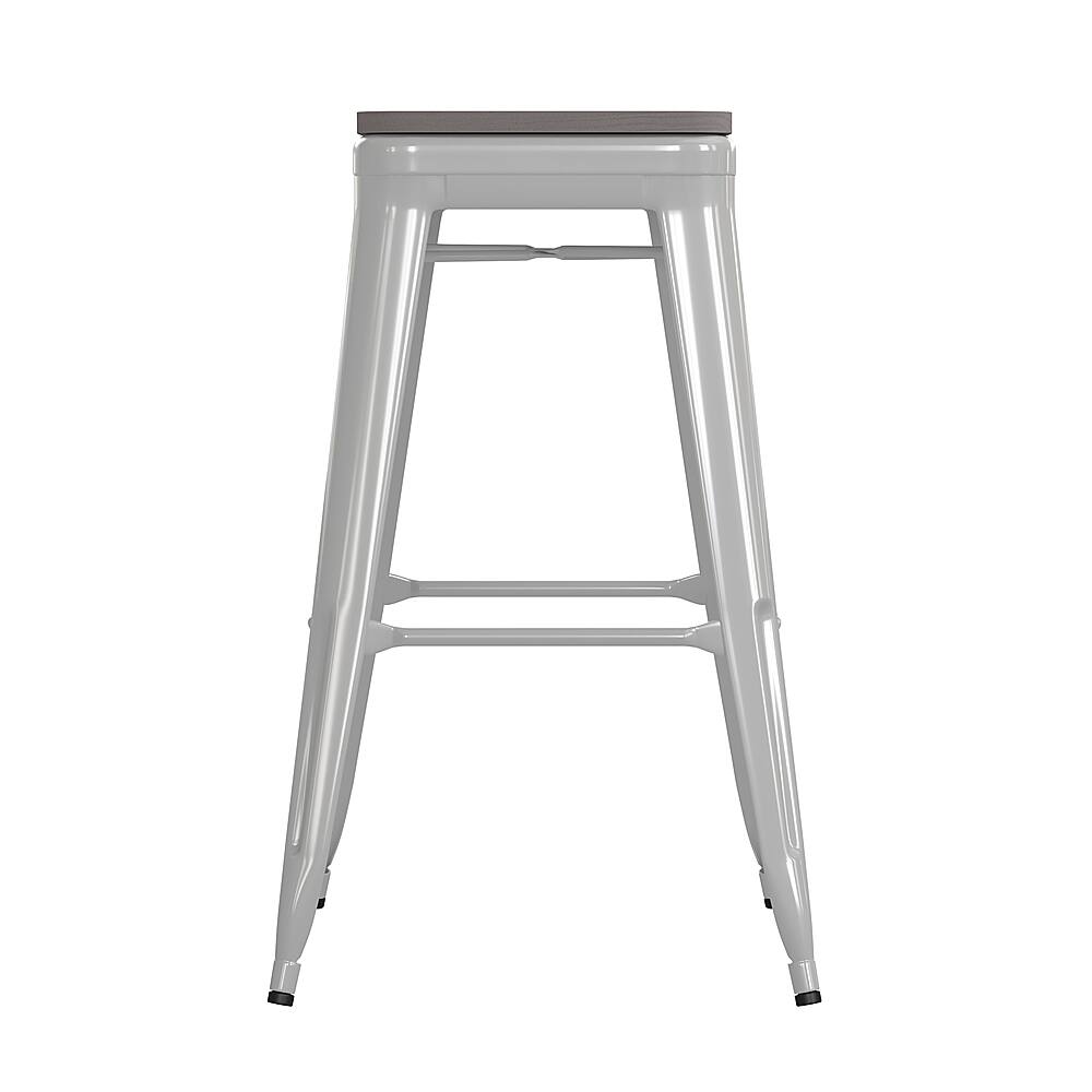 Alt View 17. Alamont Home - Kai Indoor/Outdoor Backless Bar Stool with Poly Seat - White/Gray - White/Gray.