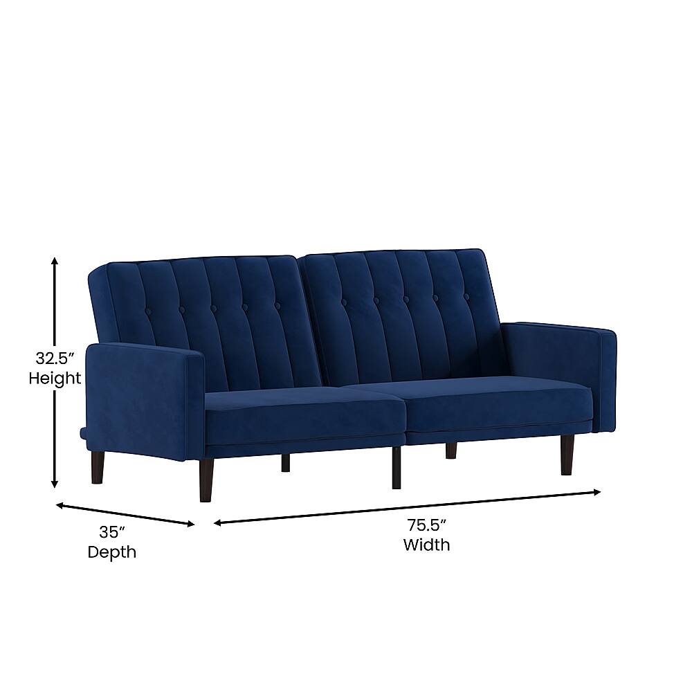Alt View 13. Alamont Home - Convertible Split Back Futon Sofa Sleeper with Wooden Legs - Navy.