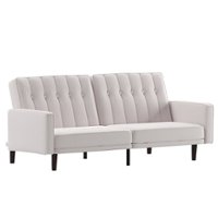 Alamont Home - Convertible Split Back Futon Sofa Sleeper with Wooden Legs - Stone - Front_Zoom