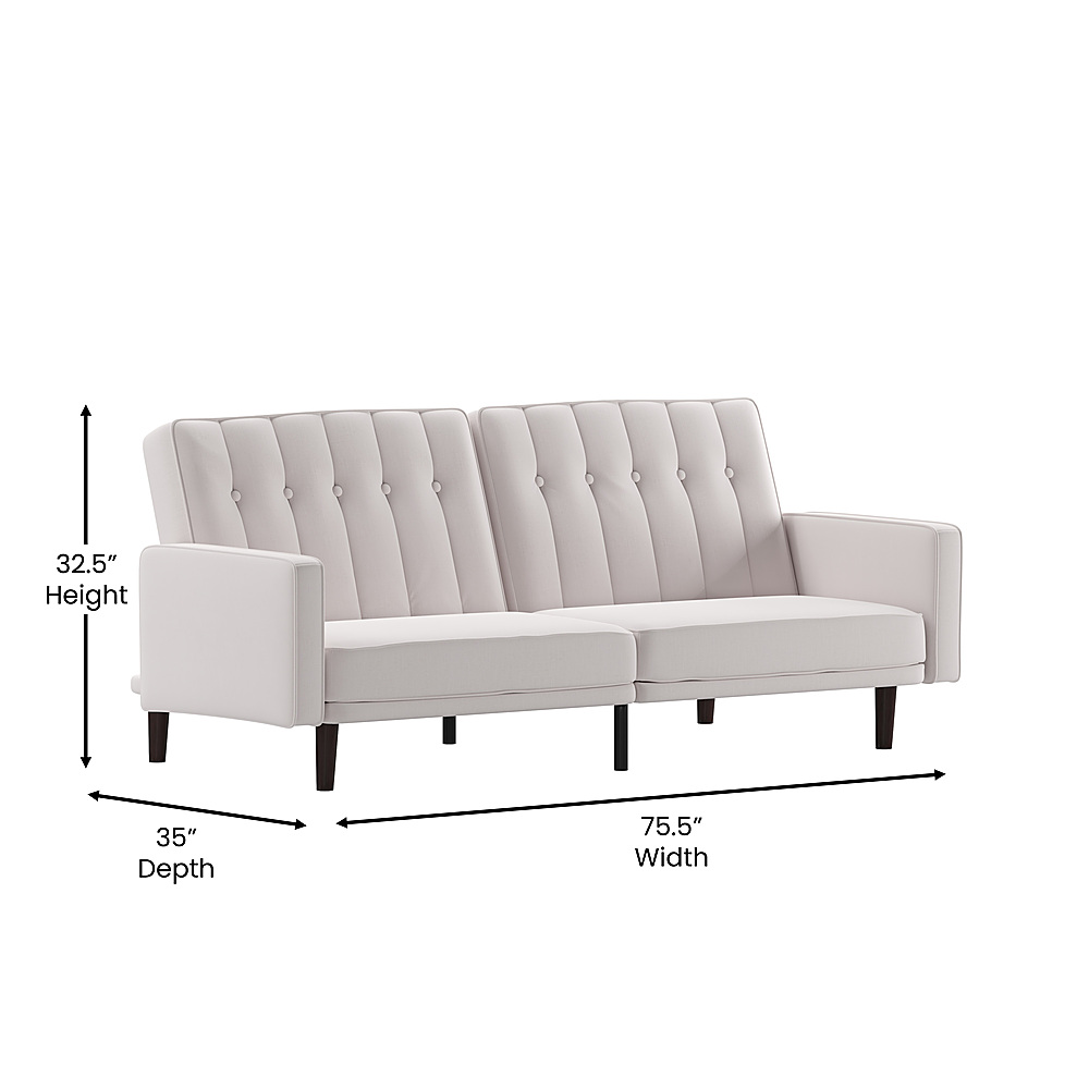 Alt View 13. Alamont Home - Convertible Split Back Futon Sofa Sleeper with Wooden Legs - Stone.