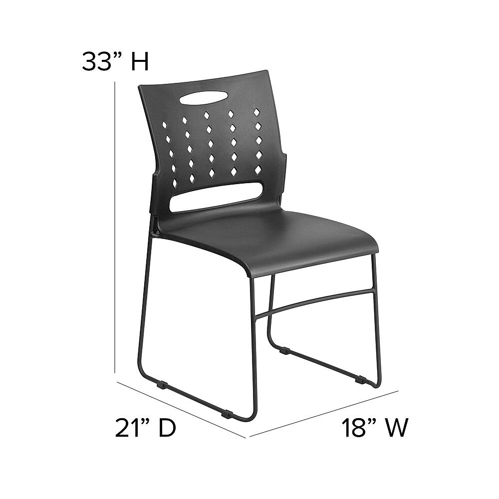 Alt View 13. Alamont Home - 882 lb. Capacity Sled Base Stack Chair with Carry Handle and Air-Vent Back - Black.
