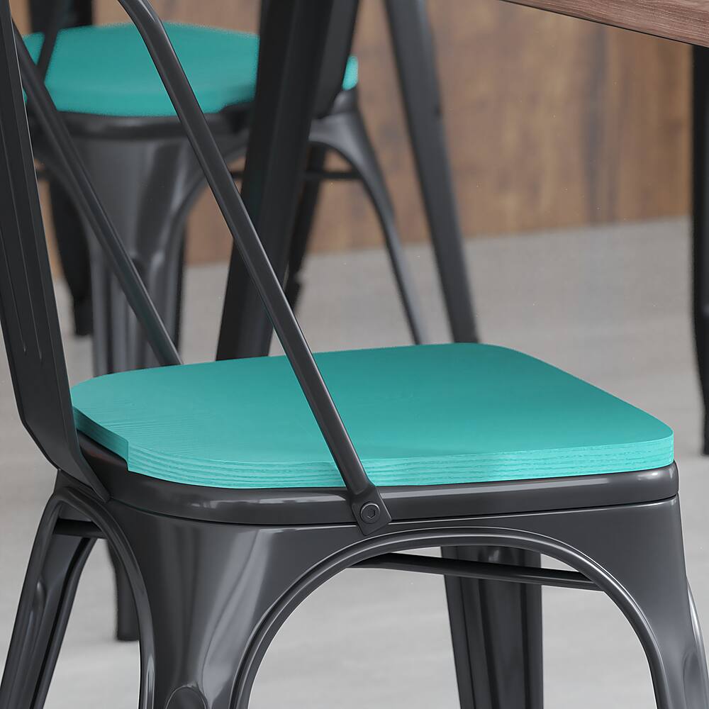 Alt View 11. Alamont Home - All-Weather Polyresin Seat for Colorful Metal Stools and Chairs (Set of 4) - Mint.