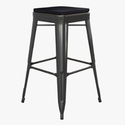 Flash Furniture - Cierra Industrial Resin Backless Bar Stool (Set of 4) - Black/Black - Front_Zoom